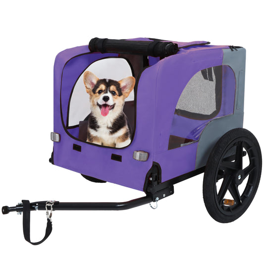 Heavy Duty Dog Bike Trailer with 16" All-Terrain Wheels & Universal Hitch, Foldable Pet/Cargo Carrier for Bicycles, Camping, Hiking