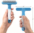 POODLIE Poodle Pet Dog Grooming Rake | Dematting Tool with Stainless Steel Shedding Comb for Pets | 2 Rows of Pins Gentl