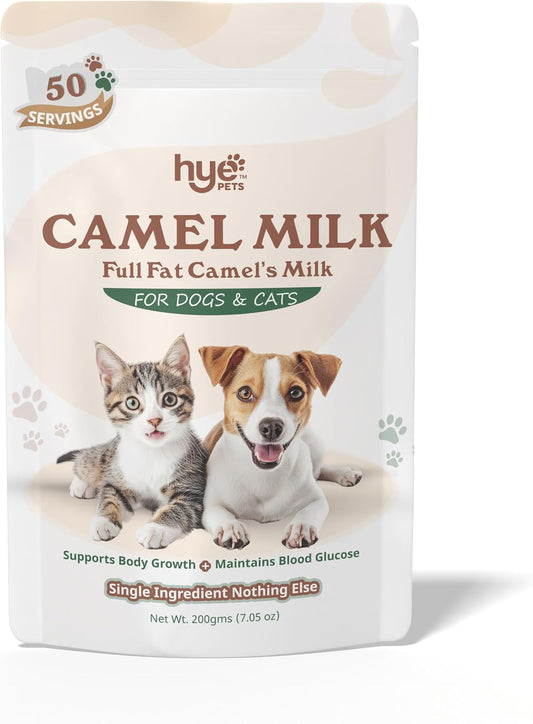 HYE Pets Full Fat Camel Milk Powder for Dogs & Cats, Support Body Growth and Maintain Blood Glucose, 7.05 Oz