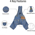 FLAdorepet Classic Dog Denim Jumpsuit Overalls,Dog Pet Cat Jeans Pants Clothes,Puppy Cowboy Costumes Outfits for Chihuahua Yorkie Dachshund (Dark Blue, Large)