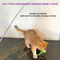 ZeyZoo Cat Toys for Indoor Cats, 11PCS Interactive Cat Toy Wand Pack, 2 Retractable Cat Wand & 7PCS Worm Teaser Refills, Plush Fish Kitten Toys, Cat Feather Fishing Pole Toy for Play Chase Exercise