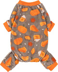 Fitwarm Pumpkin Dog Pajamas, Thanksgiving Outfit for Small Dogs Boy Girl, Pet Onesie, Brown, Orange