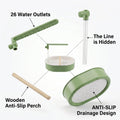 Indoor Bird Bath Fountain & Parrot Shower with Natural Pine Wood Perch