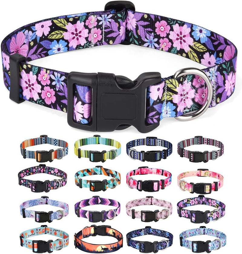 Mihqy Dog Collar for Small Dogs, Fashion Design, Floral Pink,S