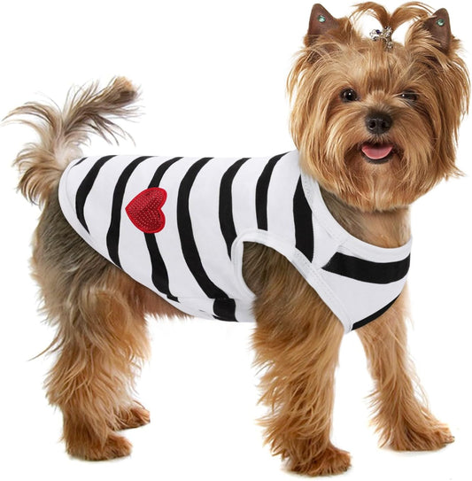 Preferhouse Pet Dog Striped T-Shirt Dogs Cats Cotton Vest Spring Summer Pet Apparel Tee Shirt Suitable for Small and Medium Large Pets French Bulldog Bichon