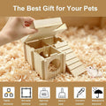 Wooden Hamster Hideout House with Platform, Bowl & Ladder