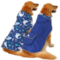 HDE Reversible Dog Raincoat Hooded Slicker Poncho Rain Coat Jacket for Small Medium Large Dogs Sharks - 3XL