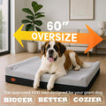 Laifug Orthopedic Memory Foam Extra Large Dog Bed Pillow(60"x48"x7", Slate Grey) Durable Water Proof Liner & Removable Washable Cover & Smart Design