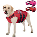 Kuoser Medium Dog Life Jacket, High Flotation Dog Life Vest for Swimming Boating, Reflective Dog Swimming Vest for Medium Dogs Pet Life Preserver with Rescue Handle, Red M