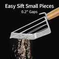 UFECODO Fast Sifting Cat Litter Scoop with Holder Stand, 2 Widths of Slots Stainless Steel Poop Scooper with Ergonomic Wood Handle, Heavy Duty and Easy Clean