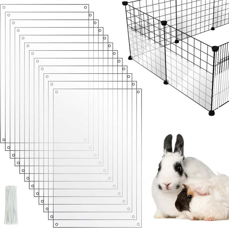 PETKNOWS 12 Pack 11.8 x 7.9 inch Clear Cage Edge Liner Protection for Rabbit