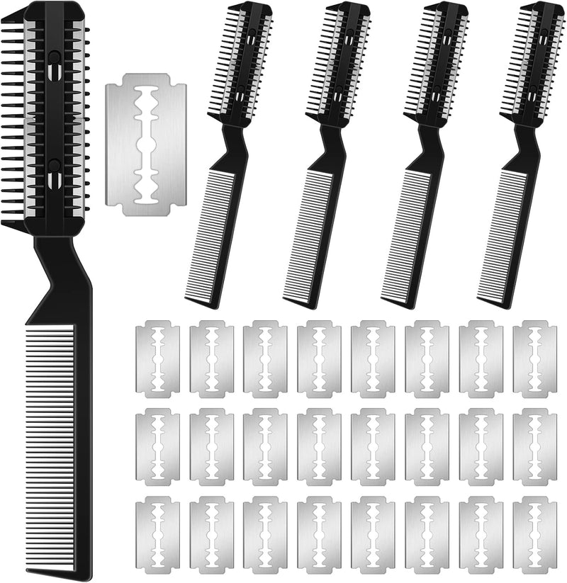 Yinkin 5 Pcs Dog Razor Comb with 25 Blades, Pet Grooming Trimmer