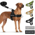 SlowTon No Pull Dog Harness - Heavy Duty Dog Harness and Leash Set for Medium Large Dogs, Reflective Tactical Harness with Soft Padded and Front Clip for Easy Walk and Training (Black L)