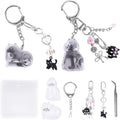 2Pcs Cat Fur Keepsake Keychain, Transparent Cat Shape Memorial Storage Capsule Pendant Fur-Ever Loved Pet Hair Memorial 