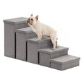 Love's cabin Dog Stairs for High Bed 22" H, Foldable Pet Stairs for Small Medium or Large Dogs Puppy with Storage for Bed or Couch, Cat Dog Steps Ramp with Zip up to 200 lbs, Solid Grey, 5 Steps