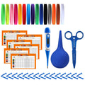 Puppy Kitten Whelping Kit, Newborn Dogs Cats Pet Whelping Kit with 6P Record Keeping Charts, 15P Pet ID Collars, 1P Aspirator Bulb, 15P Umbilical Cord Clip, 1P Hemostatic Forcep