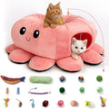 VIEFIN Cat Tunnel Bed with 20 Cat Toys, Collapsible Play Tunnel for Indoor Cats, Kitten Toys for Indoor Kittens, Octopus Shaped