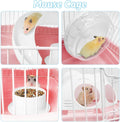 PINVNBY Dwarf Hamster Cage, Small Animal Cages, 2-Tier Travel Portable Mouse Cage Hamster Carrier with Castle House Runn