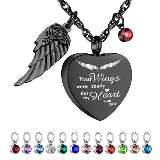 KAGREC Heart Urn Necklace for Pet Ashes Cremation Jewelry for Ashes Ash Necklace for Dog Cat Ash Cremation Memorial Gift-Black