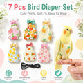 6 Pcs Bird Diaper, Reusable Chicken Diapers, Parrot Diaper Flight Suit with Waterproof Inner - Cute Pet Bird Diapers for