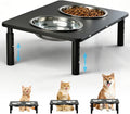Adjustable Elevated Cat Bowls,6°/12° Tilted Cat Bowl Stand Anti-Vomiting