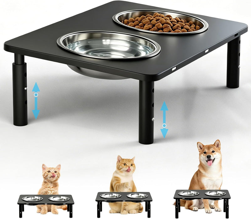 Adjustable Elevated Cat Bowls,6°/12° Tilted Cat Bowl Stand Anti-Vomiting