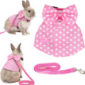 Bunny Harness and Leash Set, Soft Mesh Rabbit Harness with Bow, Adjustable Escape Proof Vest for Small Pets Rabbits Kitt