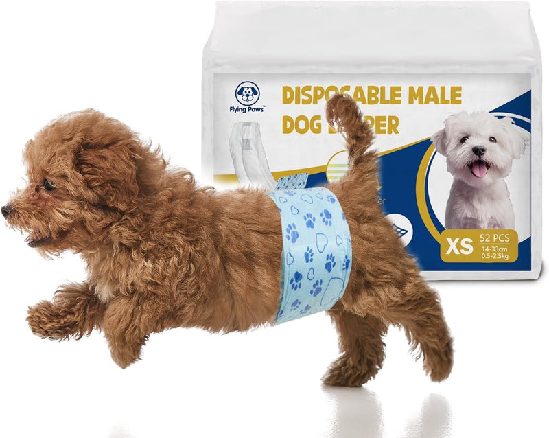 Dog Diapers Male Disposable, Belly Bands for Male Dogs XS 52pcs