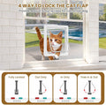 Cat Door for Window Insert, Fits 14-24 Inch, Clear Plexiglass, 4-Way Lock