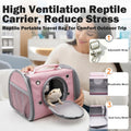 Small Animal Carrier Bag, Breathable Reptile Travel Carrier Transport Bag with Adjustable Shoulder Strap External Storag