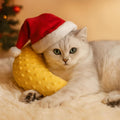 Haourlife Pet Neck Pillow for Cats and Small Dogs, Crescent Moon U-Shaped Plush Pillow with Christmas Santa Hat, Ultra-Soft Minky Cushion, Machine Washable