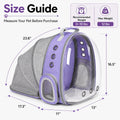 Expandable Cat Backpack Carrier, Breathable Clear Bubble Window Pet Carrier for Small Dogs and Cats up to 12 lbs, Airline Approved Travel Bag for Hiking and Outdoor Use (Back Expandable-Purple)