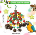 MQUPIN Parrot Toys, Nuts Nutrient-Rich Bird Toys,Natural Wooden Parrot Cage Bite Toy,Chewing Toy Containing Cuttlefish Bones,Pine Cones,Wooden Mangoes and Carambola for African Greys,Cockatoo,Budgie