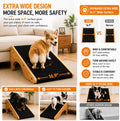 Wooden Dog Ramp for Stairs, Extra Wide 16.9" Pet Ramp with Arch Support Design and Anti-Slip Carpet Surface, Low Angle R