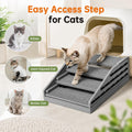 Heerduos Adjustable 4 Steps Litter Box Step,Litter Box ramp for Cat Litter Boxes,Washable Easy Cleaning Cat Litter Catcher & Litter Step with Filter Functions for Small & Elderly Cats(Gray)