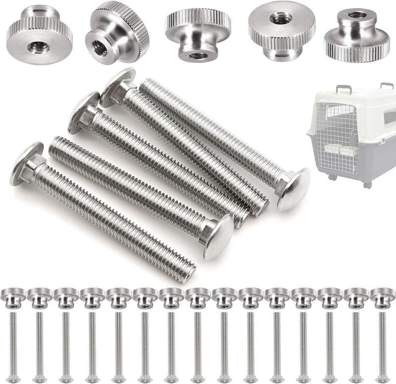 20 Sets Pet Carrier Replacement Fasteners - Heavy Duty Stainless Steel Bolts and Nuts for Kennel - Dog and Cat Replaceme