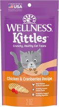 Wellness Kittles Crunchy Cat Treats, All Lifestages, Kitten to Senior, Natural, Grain Free, Chicken and Cranberry Flavor, 2 oz Bag
