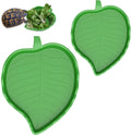 Pawfly 2 Pcs Leaf Reptile Water Dish, Reptile Water Bowl, Tortoise Habitat Accessories, Bearded Dragon Water Bowl, Pet F