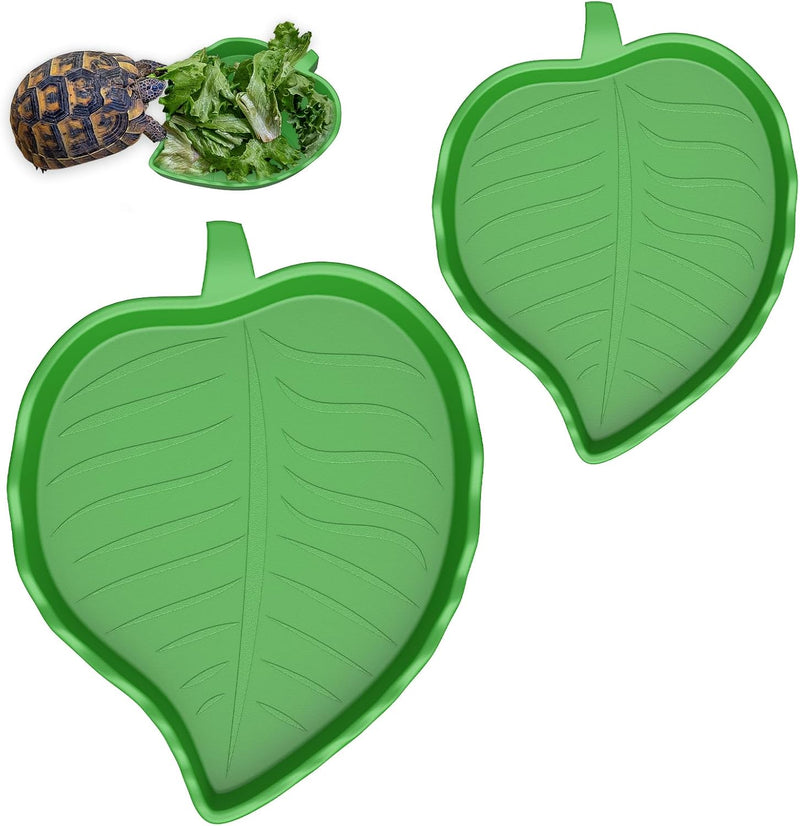 Pawfly 2 Pcs Leaf Reptile Water Dish, Reptile Water Bowl, Tortoise Habitat Accessories, Bearded Dragon Water Bowl, Pet F