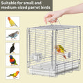 YOOSO WING Bird Carrier Travel Cage - 304 Stainless Steel Portable Folding Bird Travel Cage with Parrot Feeder Cups & Standing Perch for Smaller Birds Conures Lovebird Cockatiel Parakeets (White)
