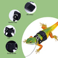 3Pack Bearded Dragon Leash and Harness Set, Black Leather Nylon Harness