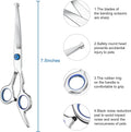 Pets vv 7.5" Curved Dog Grooming Scissors with Safety Round Tips, Light Weight Professional Pet Grooming Shears Stainless Steel for Dogs Cats Pets
