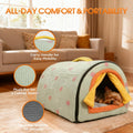 Dog House Indoor for Small Dogs & Cats, 2-in-1 Enclosed Dog Bed, Green S