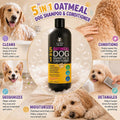 Oatmeal Dog Shampoo and Conditioner for Itchy Skin Relief | Puppy Shampoo for Sensitive Skin 5-in-1 | Cleans, Deodorizes & Detangles | Dog Wash for All Breeds | 16 fl oz | ALFIE'S CHOICE