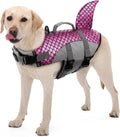 Kuoser Dog Life Jacket with Shark Fin, Ripstop Durable, Pink 2XL