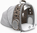 Expandable Cat Carrier Backpack with Bubble Window, Animal Print