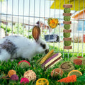YIXUND Rabbit & Guinea Pig Toys - Natural Timothy Hay & Apple Wood Sticks for Teeth Care - Handmade for Hamster, Bunny, 