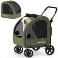 PAWZIDEA 3-in-1 Dog Stroller for Large Dogs with Detachable Carrier, 45% Extra Tall Dog Car Crate up to 100lb Sit Upright, Foldable Pet Stroller for 2 Medium Dogs All-Terrain Jogger, Adjustable Handle