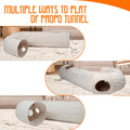 Cat Tunnel, 2-Way Collapsible Cat Tube with Interactive Peek-A-Boo Hole, Toy Ball, and Rope Ideal for Indoor Cats, Kittens, and Rabbits, Beige