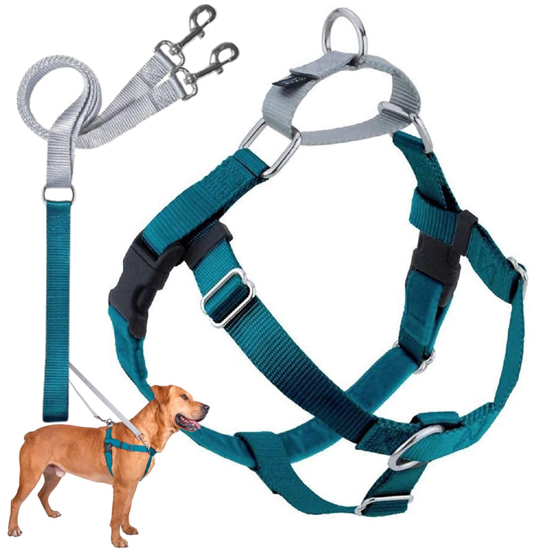 2 Hounds Design Freedom No Pull Dog Harness, Adjustable Harness and Leash Set, Easy Walking & Comfortable Control, Fits Small, Medium & Large Dogs, Solid Colors, Made in USA, 1